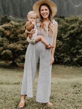 Beachwood Baby 100% Cotton The Everyday Jumpsuit Striped Wide Leg XS Maternity